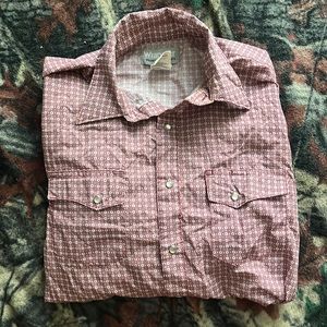Wrangler Western Wrancher Button Up Long Sleeve Shirt Mens Medium
